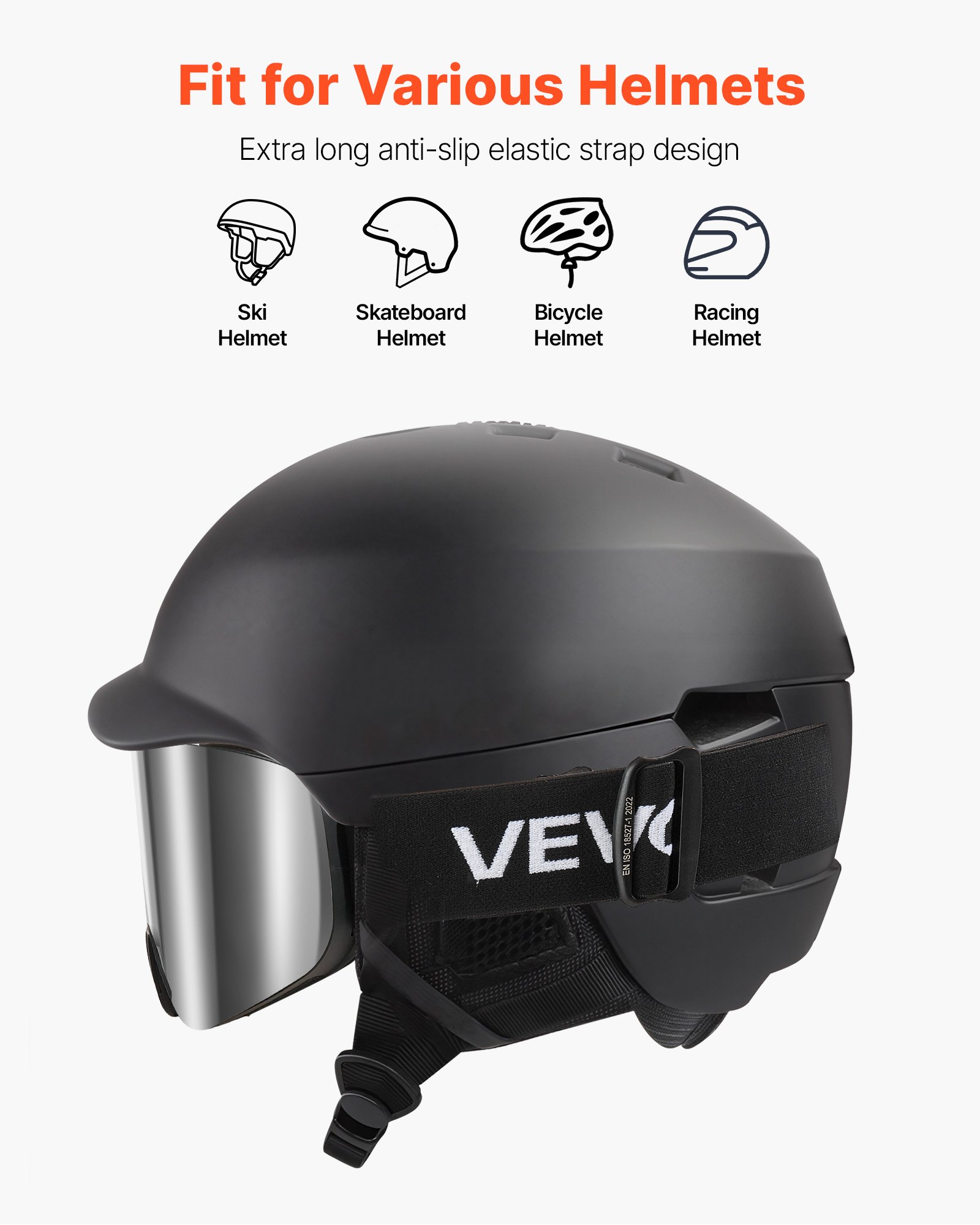 VEVOR Skibrille rahmenlos, magnetische zylindrische Linse mit silberner Spiegel-Revo-Beschichtung, OTG-Antibeschlag-Schutzbrille, Motorradbrille, geeignet zum Skifahren, Skaten, Snowboarden