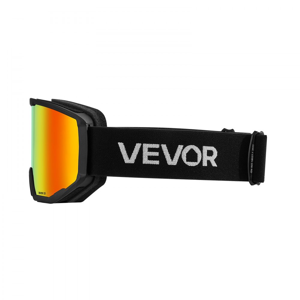 VEVOR Skibrille, zylindrische Linse mit orangefarbener Revo-Beschichtung, OTG-Antibeschlag-Motocross Brille, TPU-Rahmen und Belüftungsstruktur, Motorradbrille für Skifahren, Snowboarden, Radfahren