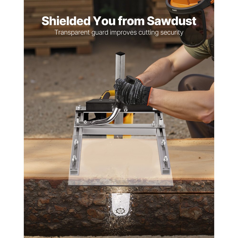 VEVOR Chainsaw Mill, Portable Sawmill Fits 41-51 cm Planking Milling Bar, Lumber Cross Cutting Guide Chain Saw with Shield, 0.2-11.81 in Cutting Thickness, Timber Chainsaw Mill Kit for Woodworkers