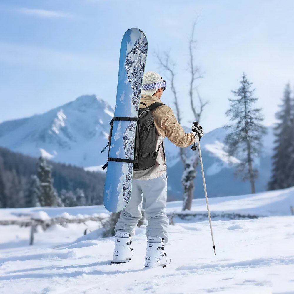 VEVOR Skitasche, 55 L, Reiserucksack für Snowboardstiefel, Skischuhtasche aus strapazierfähigem 1680D Oxford, Skisack für Ski, Snowboard, Helm, Schutzbrille, Handschuhe, Zubehör (schwarz)