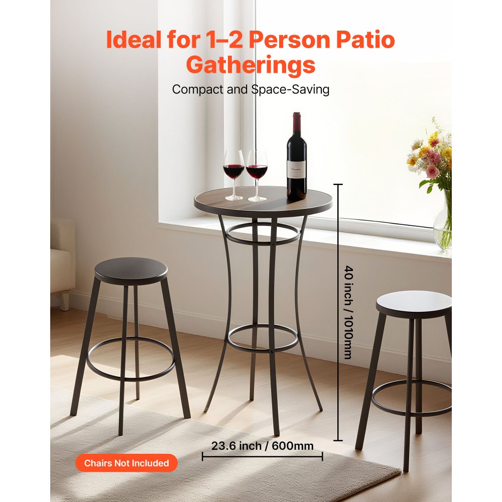 VEVOR Bartisch, 600 x 600 x 1000 mm, Bistrotisch, Stehtisch mit Metallgestell, Runde Esstische, Küchentisch, Tresentisch, Partytisch, Gartenmöbel für Balkon, Garten, Poolrand
