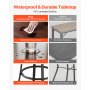 VEVOR Bartisch, 600 x 600 x 1000 mm, Bistrotisch, Stehtisch mit Metallgestell, Runde Esstische, Küchentisch, Tresentisch, Partytisch, Gartenmöbel für Balkon, Garten, Poolrand