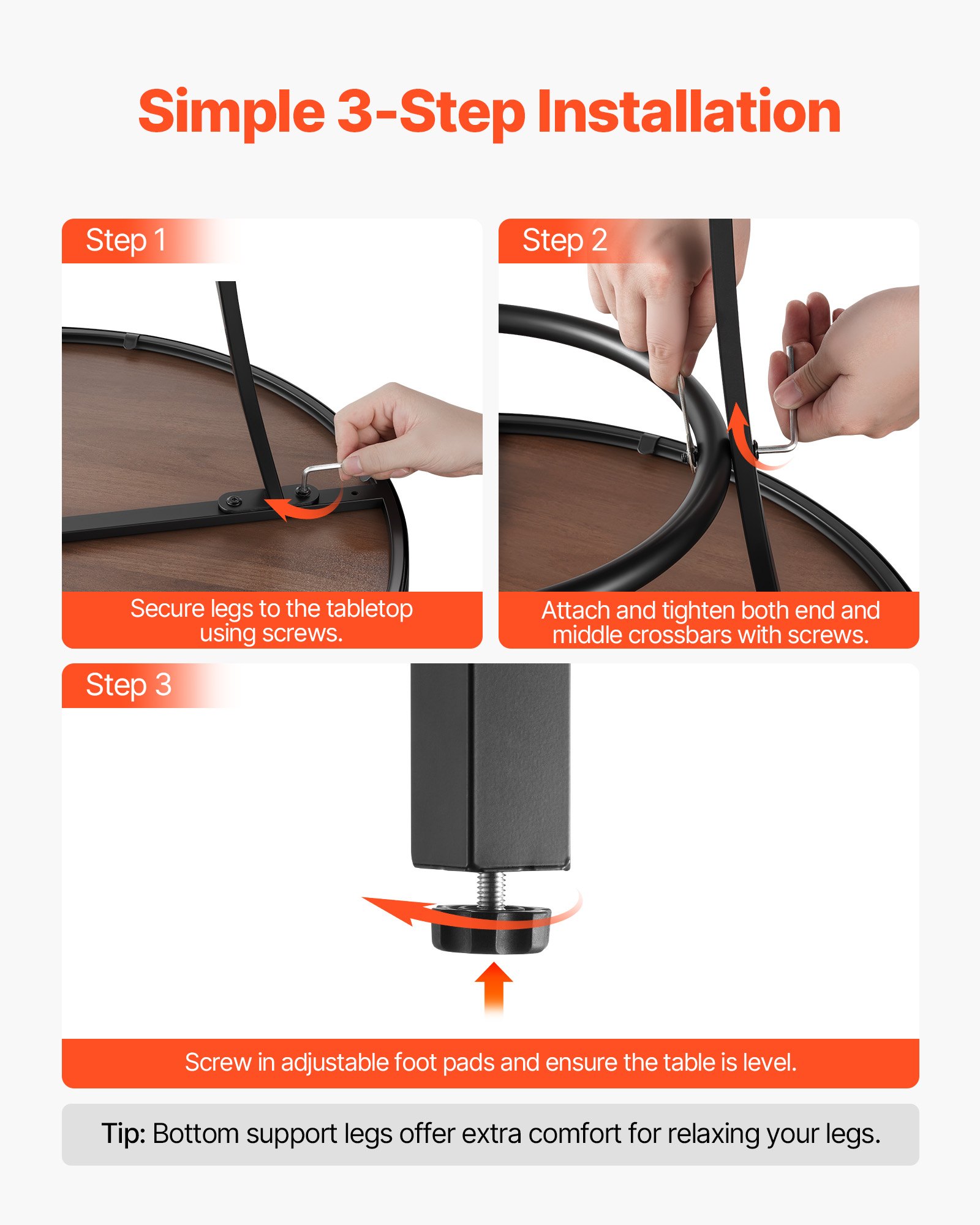 VEVOR Bartisch, 600 x 600 x 1000 mm, Bistrotisch, Stehtisch mit Metallgestell, Runde Esstische, Küchentisch, Tresentisch, Partytisch, Gartenmöbel für Balkon, Garten, Poolrand