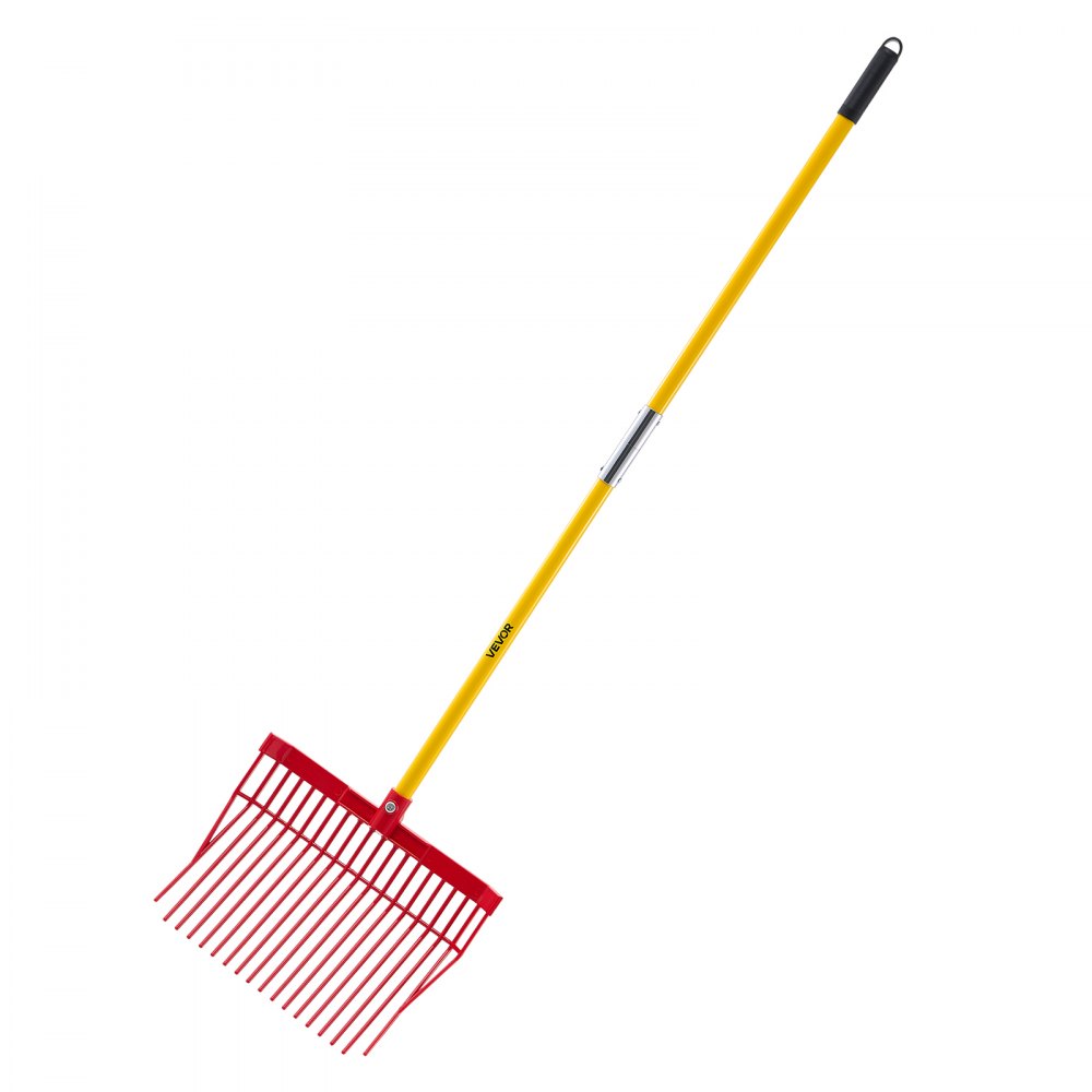VEVOR Schwedengabel, 18 Zinken, Bollengabel mit langem Fiberglasstiel, 1550 mm Kunststoff-Heugabel, Mistforke-Werkzeug für Gartenarbeit, Pferdestall, Stall, Gras, Heureinigung, Farmarbeit