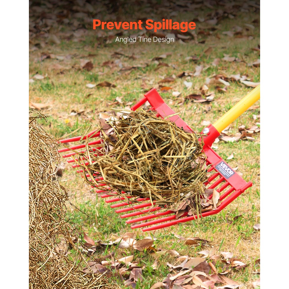 VEVOR 6er-Set Schwedengabel, 18 abgewinkelte Zinken, Mistgabelkopf für Pferde, Heugabel aus Kunststoff, Bollengabel zum Aufsammeln von Stallmist, Gras, Heu und der Reinigung von Feldarbeiten