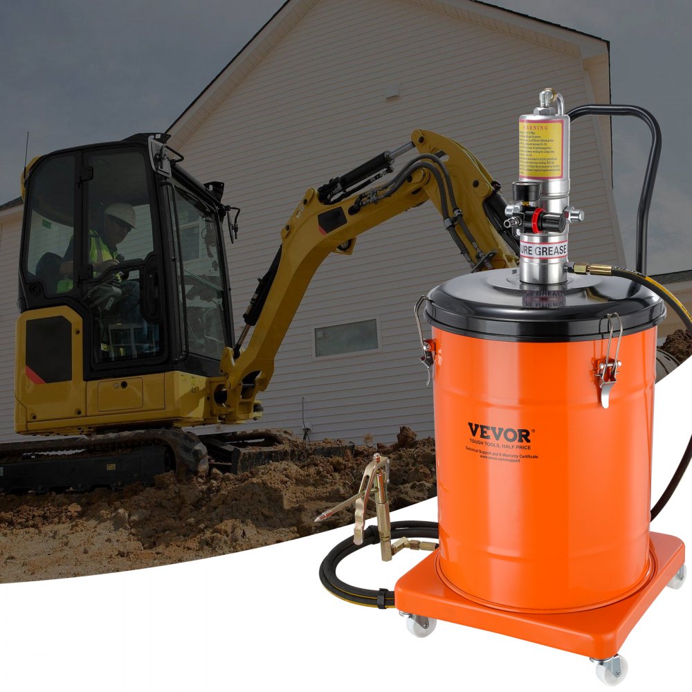 VEVOR Fettpumpe 40L Luftbetriebene Fettpumpe 0,6–0,8 MPa Aluminiumdruckguss-Pumpe -20-100℃ Betriebstemperatur, Pneumatische Fettpumpe NPT-Anschluss Schmierfettpumpe Geeignet für 0-3# Fett