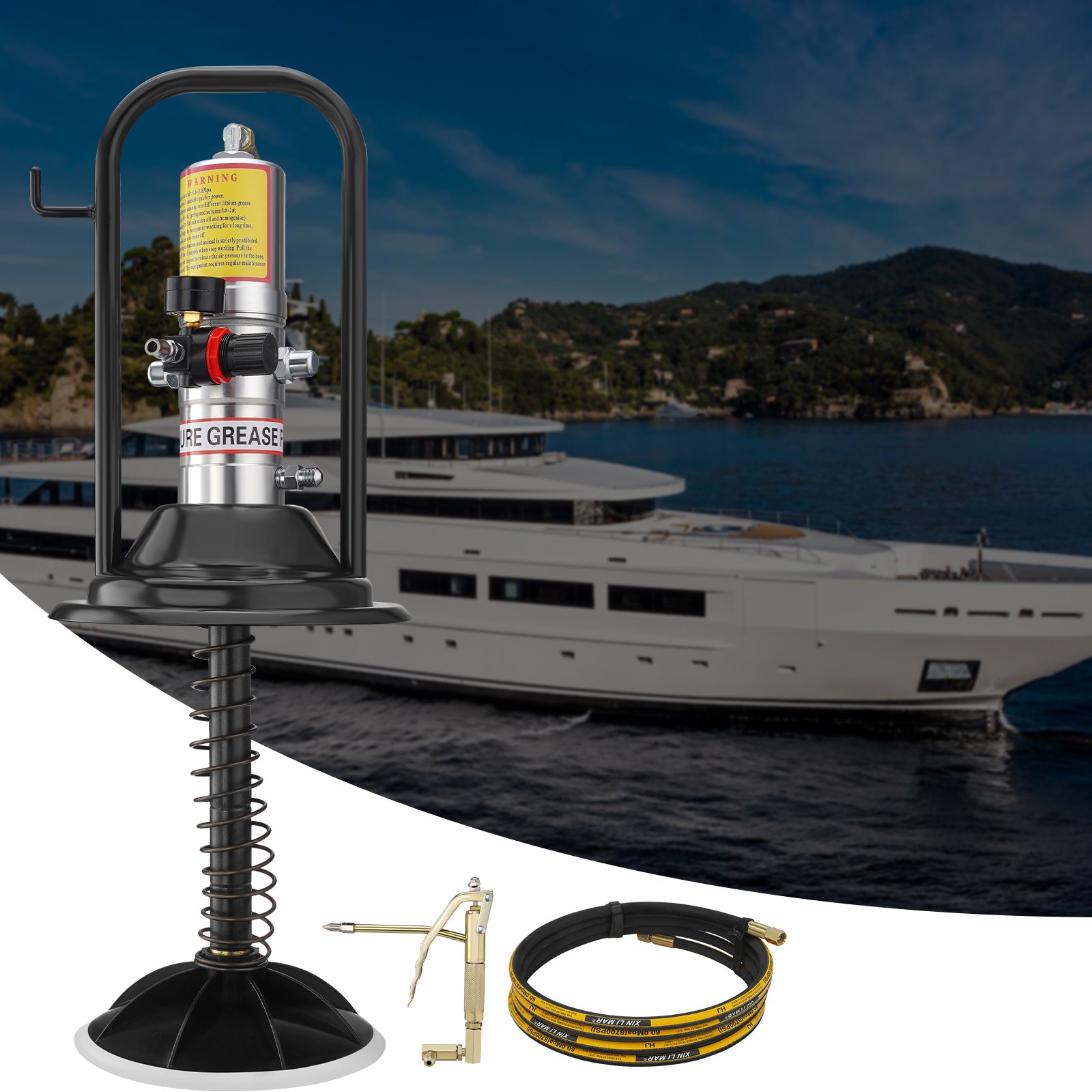 VEVOR Pneumatische 0,6-0,8Mpa Fettpumpe Druckguss-Aluminium Luftbetriebene Abschmierpumpe Durchfluss von 740 g/min Luftfettpumpe -20℃ bis 100℃ Betriebstemperatur Geeignet für 0-3# Schmierfett