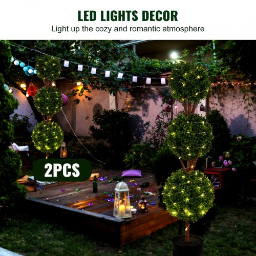 VEVOR Buchsbaumkugel Knstlich 122cm hoch Garten Deko Buchsbaum im  Blumentopf Kugel knstlich Buchskugel Kunstpflanze aus PE, Holz, PP inkl. 2  Stk. Dekorative LED-Leuchten und 10 Stk. Ersatzbltter | VEVOR DE