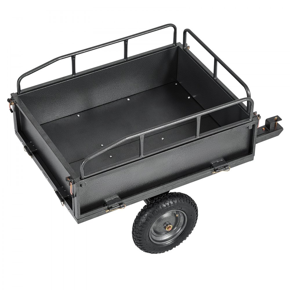 VEVOR Kippanhänger, 226,79 kg Fassungsvermögen, ATV-UTV-Transportanhänger 142x76x70 cm, Kippwagen mit 35,56 cm Reifen, Handzug oder Fußpedal, Hofanhänger für Rasenmähertraktoren