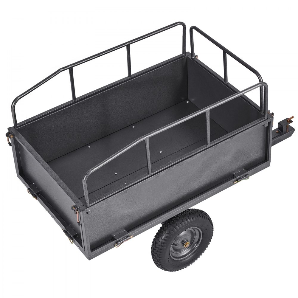 VEVOR Kippanhänger, 272 kg Fassungsvermögen, ATV-UTV-Transportanhänger, Kippwagen zum Hinterherziehen mit 40,64 cm Reifen, Handzug oder Fußpedal, Hofanhänger für Rasenmähertraktoren