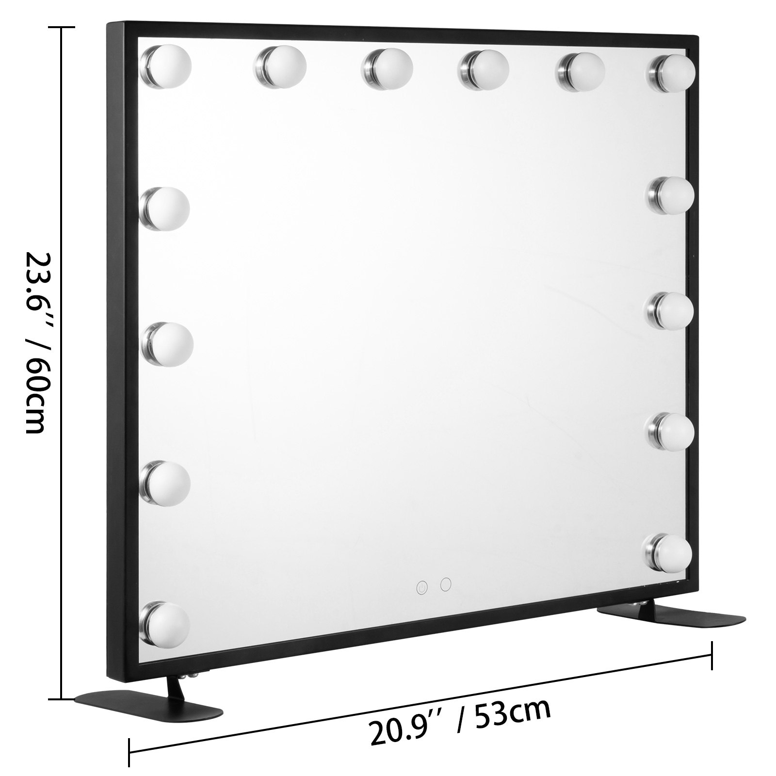 VEVOR Vanity Led Schminkspiegel 600 * 500mm kosmetikspiegel Beleuchtet mit 14 Stück Dimmbaren LED-Lampen Schminkspiegel für Tisch Kosmetik(Schwarz)