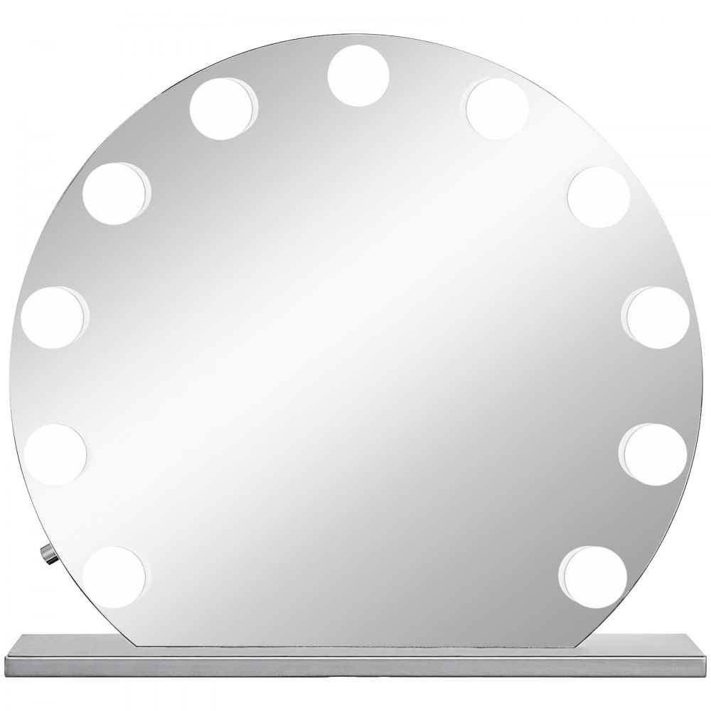VEVOR Schminkspiegel Weiß 700 x 700 mm Ohne Grenzen Kosmetikspiegel Beleuchtet mit 12 LE einstellbar Schminkspiegel Rund mit LED Beleuchtung, Make-up Spiegel für Zuhause Wohnzimmer und Unterwegs