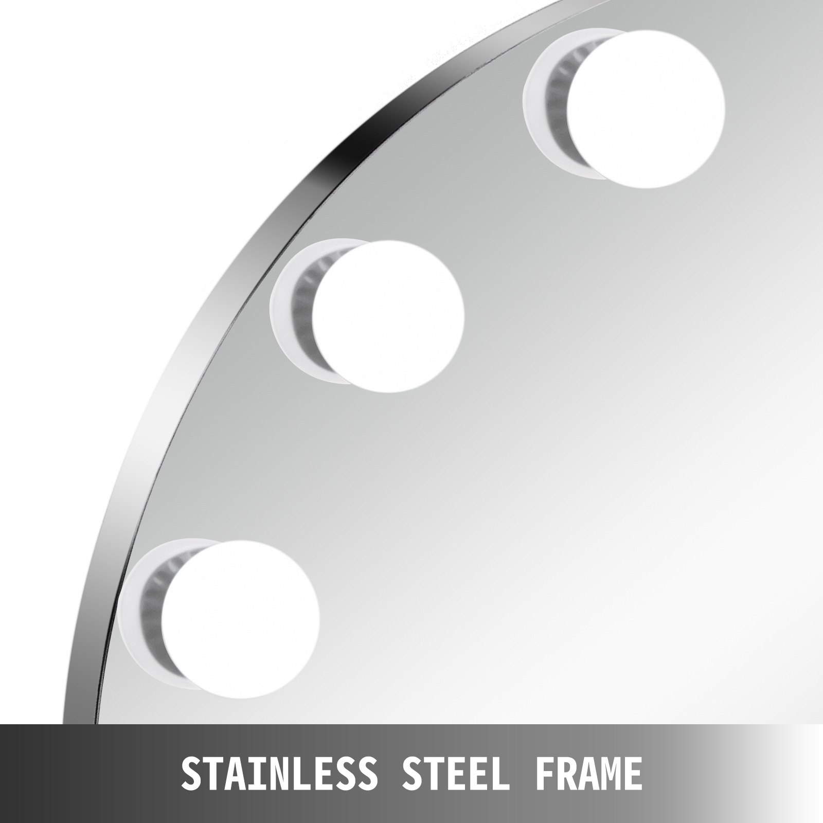 VEVOR Schminkspiegel Weiß 700 x 700 mm Ohne Grenzen Kosmetikspiegel Beleuchtet mit 12 LE einstellbar Schminkspiegel Rund mit LED Beleuchtung, Make-up Spiegel für Zuhause Wohnzimmer und Unterwegs