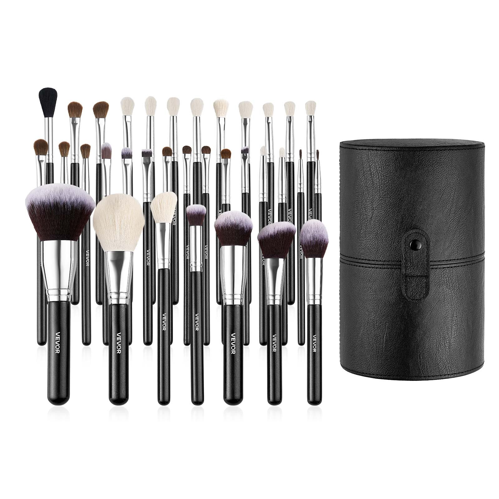 VEVOR Pinselset Makeup, 34-teilig, professionelles Schminkpinsel Set für Foundation, Lidschatten, Concealer, Rouge, mit weichen Borsten, ergonomischem Holzgriff, Reise-Aufbewahrungsetui