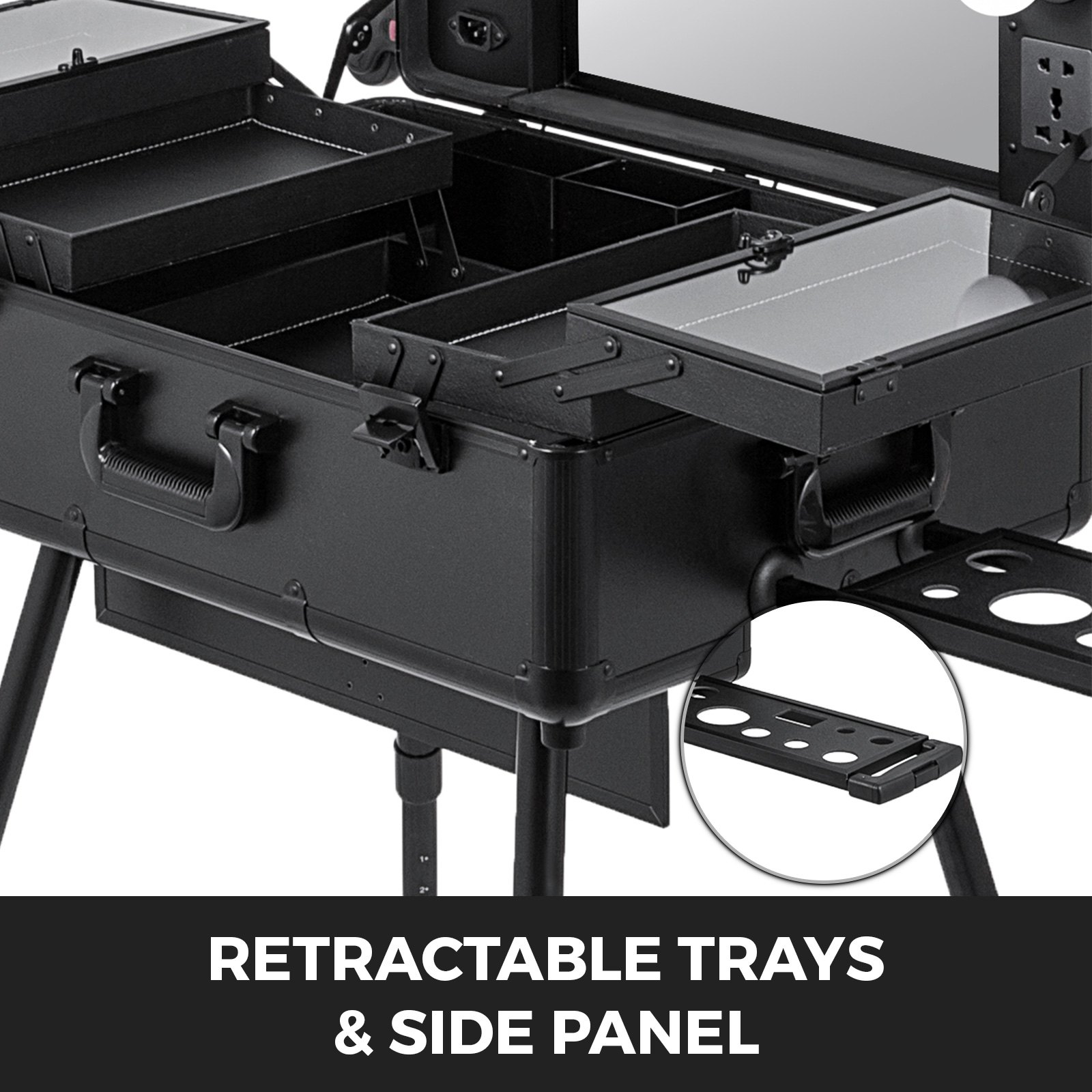 VEVOR Beauty Case 21,5 kg Professional Schwarz, 72 x 52 x 163 cm Kosmetiktasche Oxford mit Teleskopgriff Kosmetikkoffer Pilotkoffer Make-up Tasche Friseurkoffer Kosmetikkoffer für Frauen Männer