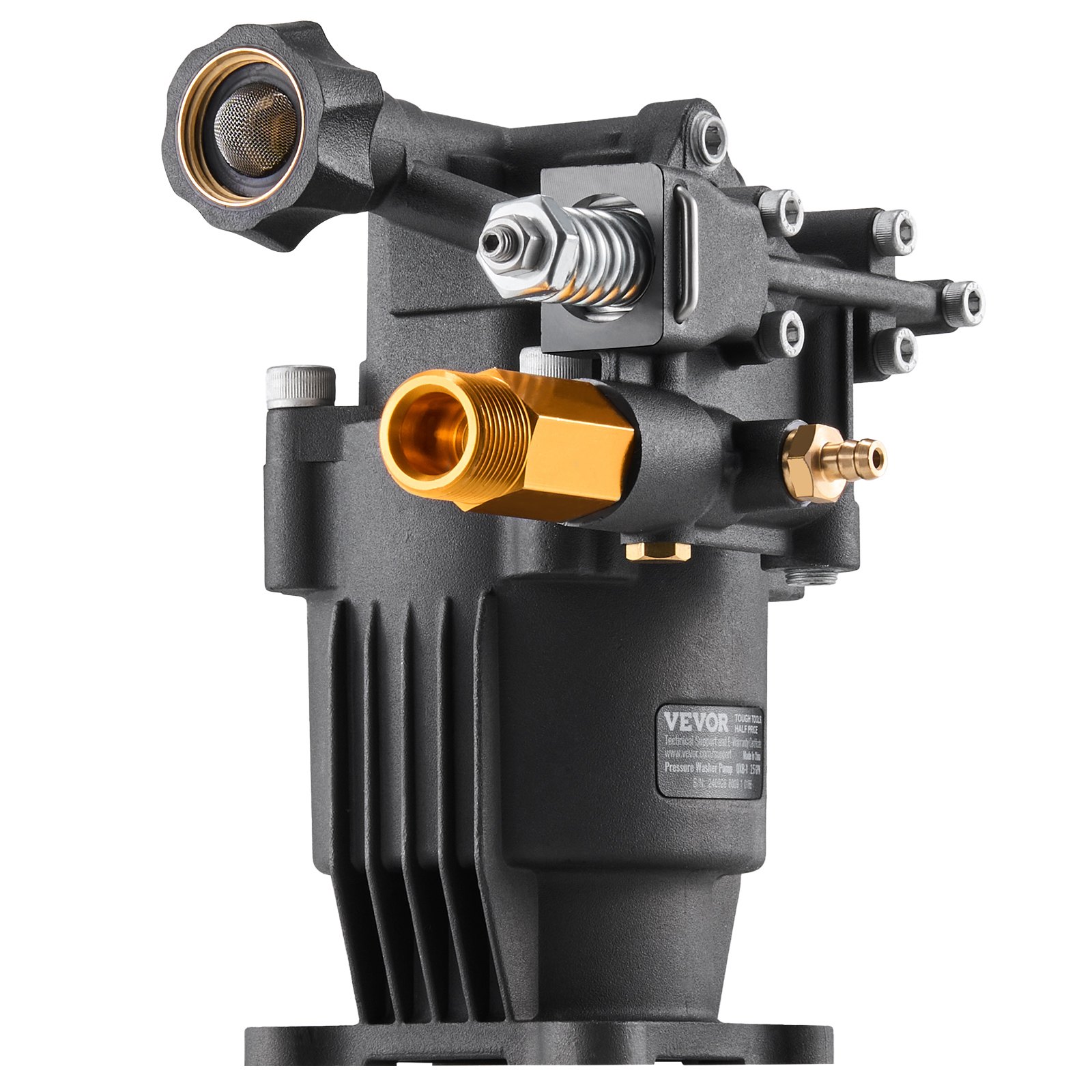 VEVOR Hochdruckreinigerpumpe, 3/4 Zoll Welle horizontal, 3500 PSI, 2,5 GPM, Ersatz-Hochdruckreinigerpumpen-Set mit 5 Düsen, Hardware und Siphonrohr, bis zu 150 Stunden, Hochdruckreiniger Ersatzpumpe