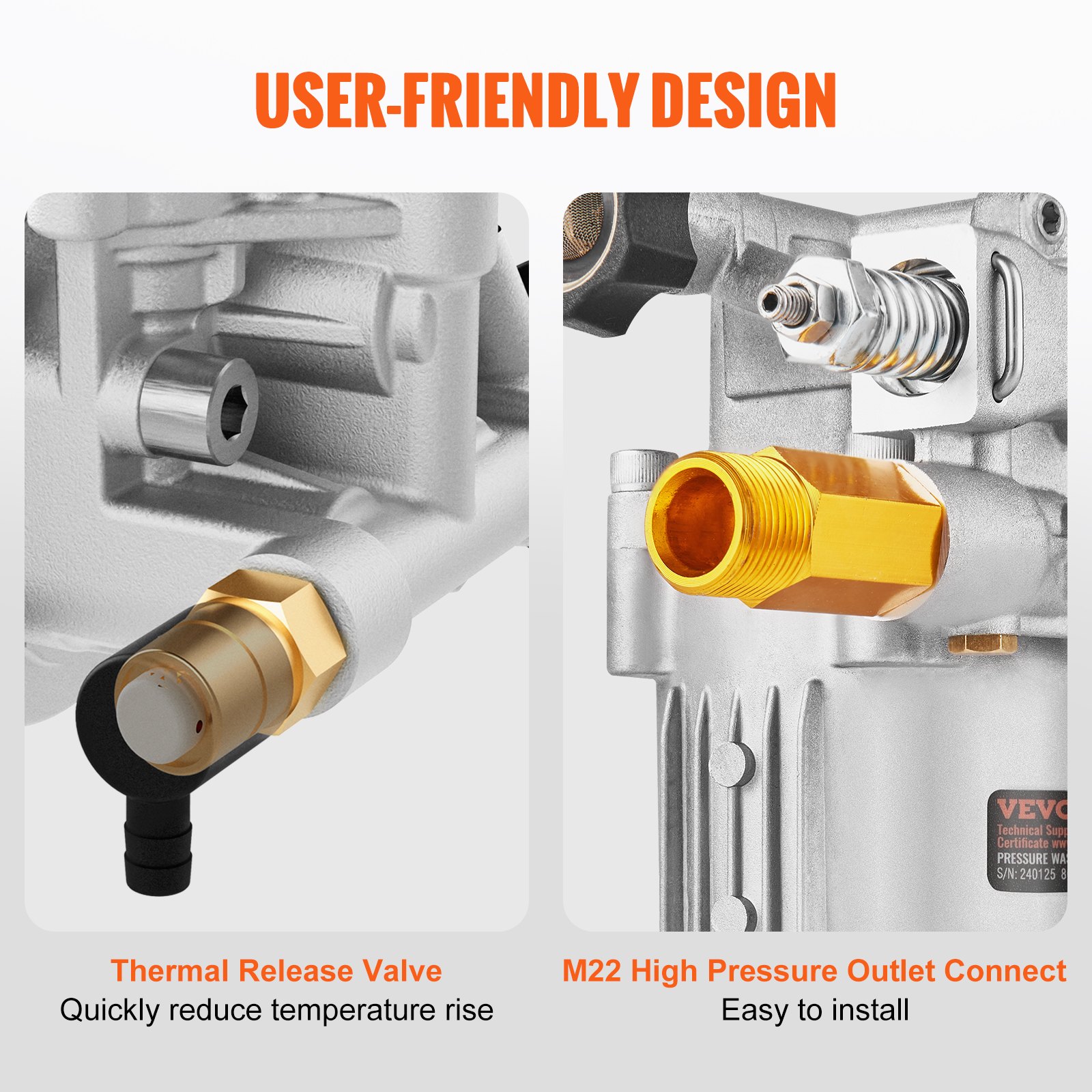 VEVOR Ersatzpumpe für Hochdruckreiniger, 19,05 mm Welle, horizontal, 234 bar, 11 L/min Durchfluss, Hochdruckreinigerpumpe, zum Waschen von Wänden, Zäunen, Gehwegen, Fahrzeugen und mehr