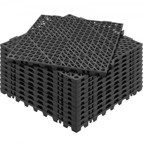 VEVOR Ineinandergreifende Fliesen 12 Stk. Bodenfliesen Drainage-Bodenfliesen, Bodenfliesen 30 x 30 cm Außenbereich Quadratische Bodenfliesen Terrasse PVC Bodenfliesen Badezimmer, Toilette Schwarz