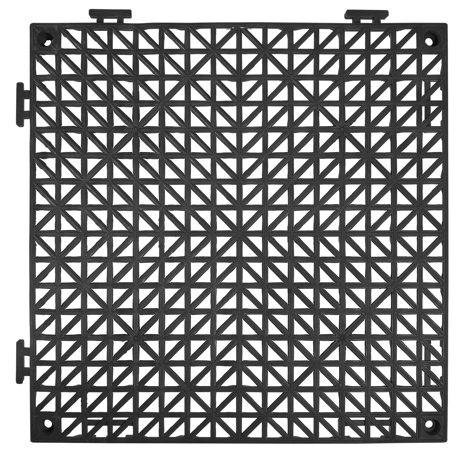 VEVOR Interlocking Tiles, 12 Pieces, Drainage Floor Tiles, 30 x 30 cm, Outdoor Square Floor Tiles, Terrace, PVC Floor Tiles, Bathroom, Toilet, Black