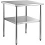 VEVOR Commercial Stainless Steel Table 76.2 x 76.2 x 91.4 cm, Stainless Steel Two-Tier Work Table Disassembly Table Catering 226 kg + 136 kg Load Capacity, Commercial Kitchen Table, Preparation Table Kitchen Furniture