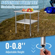 VEVOR Kommerzieller Edelstahltisch 76,2 x 76,2 x 91,4 cm, Edelstahl Zweilagiger Arbeitstisch Zerlegetisch Gastro 226 kg + 136 kg Tragfähigkeit, Gewerbe Küchentisch, Zubereitungstisch Küchenmöbel