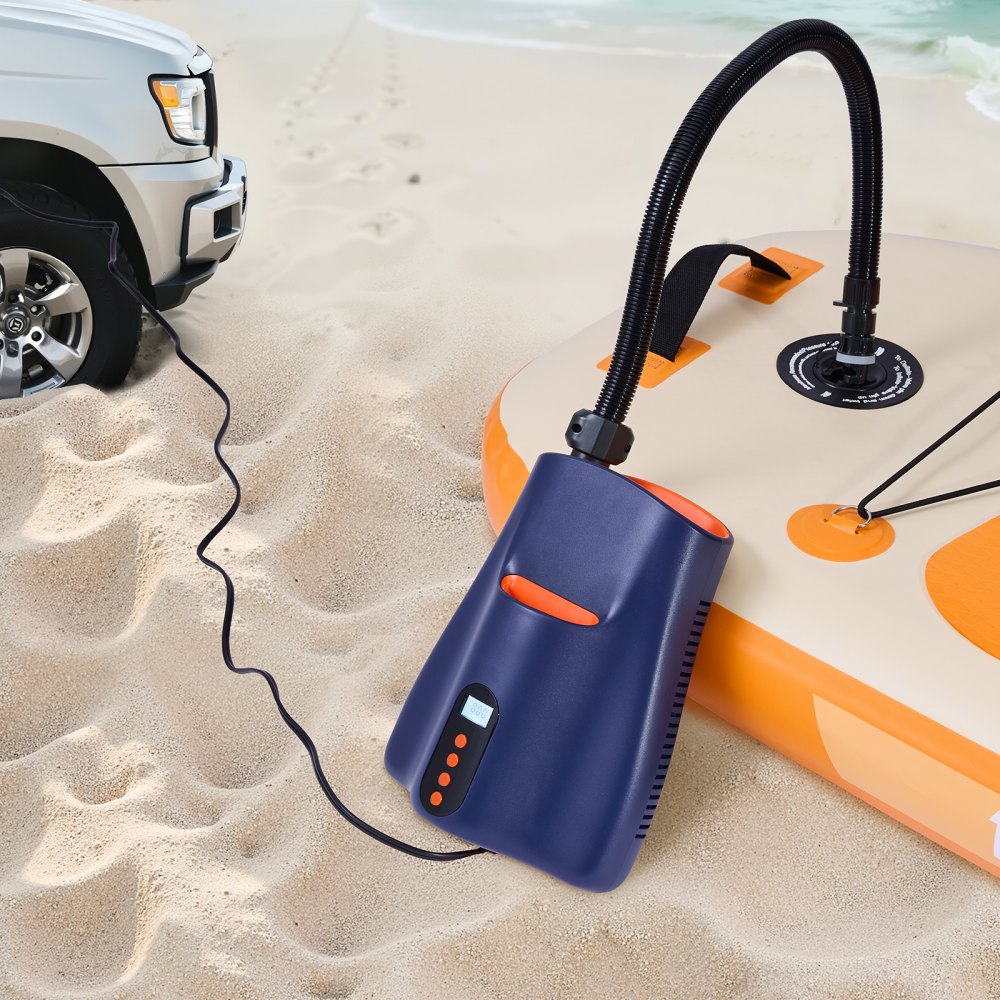 VEVOR Paddleboard Pump (22 PSI) Two-stage electric SUP air pump with automatic shut-off & 12V DC connection, inflates & deflates, ideal for inflatable paddleboards, tents, and mattresses