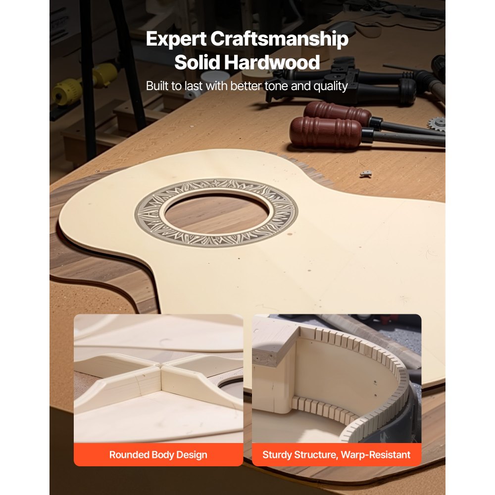 VEVOR Konzertgitarre, 960 mm, Holz-Klassikgitarren-Starter-Set für Anfänger, mit Nylonsaiten, Gigbag, Gurt, Stimmgerät, zusätzlichen Saiten, Plektrum, Kapodaster, Linde, für Einsteiger, Natur