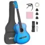 VEVOR Konzertgitarre, 960 mm, Holz-Klassikgitarren-Starter-Set für Anfänger, mit Nylonsaiten, Gigbag, Gurt, Stimmgerät, zusätzlichen Saiten, Plektren, Kapodaster, Linde, für Einsteiger, Blau