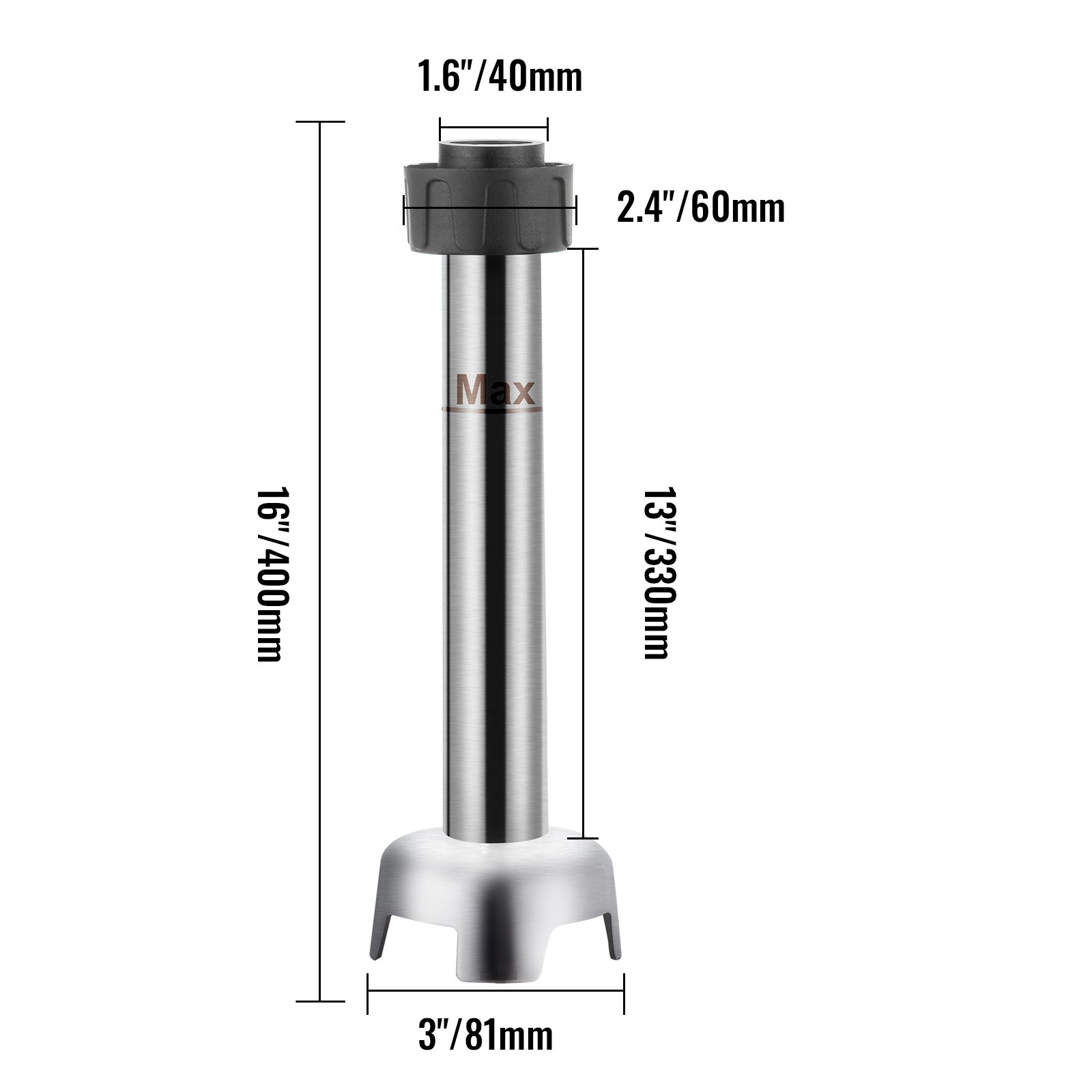 VEVOR Stabmixer Ersatzstab, 400 x 81 mm 304 Edelstahl Schnellmixstab 1,35 kg Stabmixer Mixfuß 45° Schneidewinkel Pürierfuß, Stabmixeraufsatz Pürierstab Edelstahlfuß Pürrierstabunterteil Stabmixer