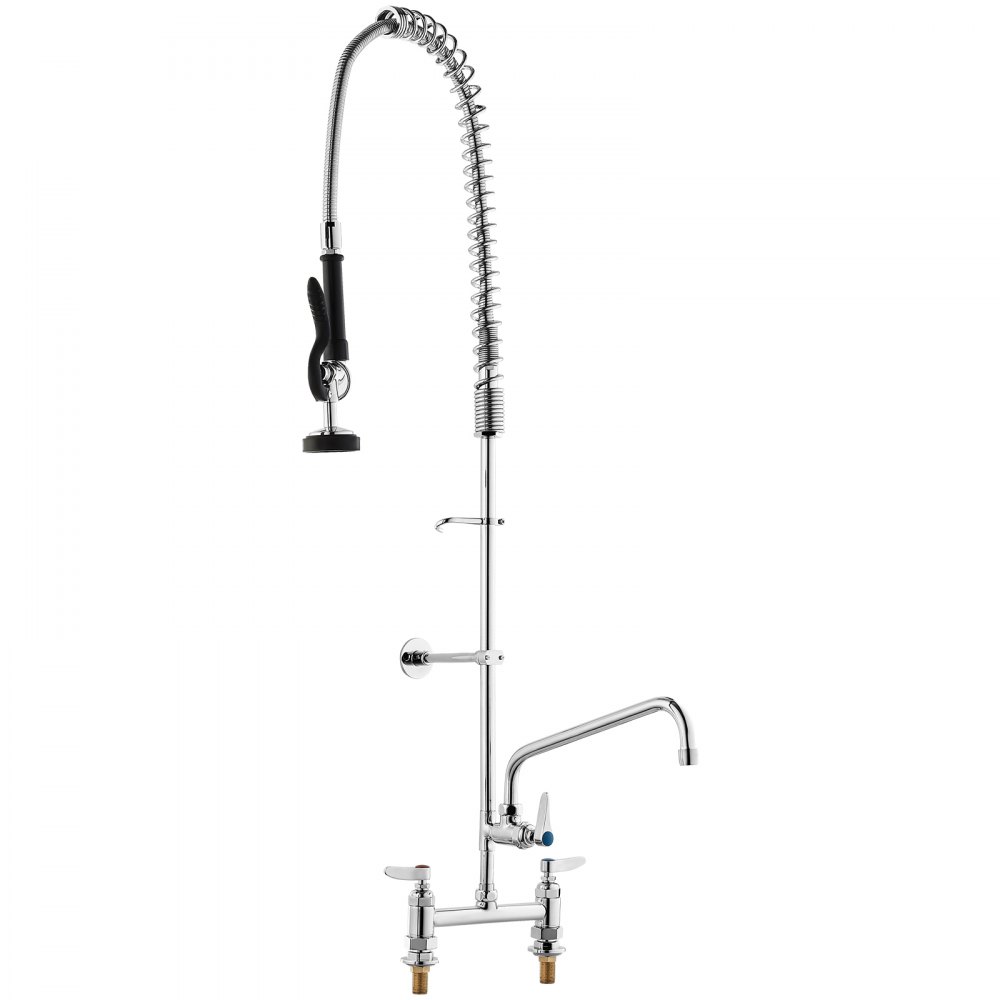 VEVOR Commercial Kitchen Faucet with Pull-Out Spray Head, 112 cm Height, 203 mm Center, 305 mm Swivel Spout, Brass Kitchen Sink Faucet for Deck Mounting, for 1/2/3 Bowl Sinks