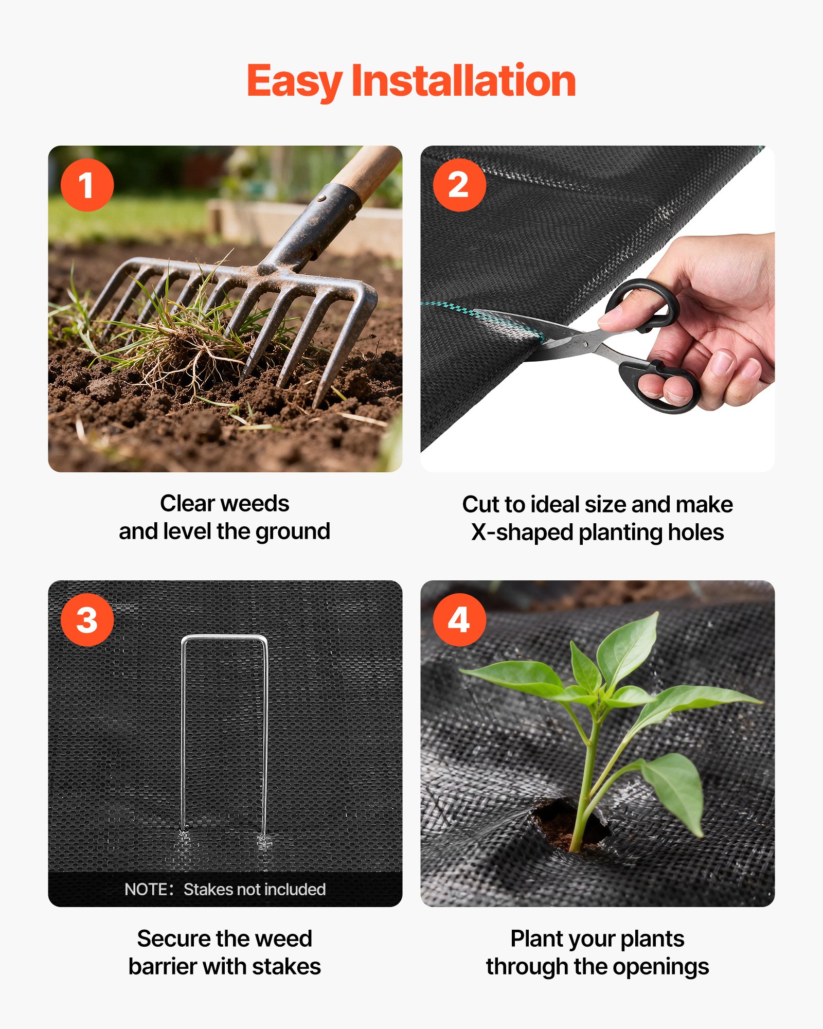 VEVOR Unkrautvlies 0,4x15,2 m Gartenvlies 90 g/㎡, Unkrautmatte aus Polypropylen, Unkrautfolie mit Hoher Belüftung Entwässerung, Wurzelsperre gegen Unkraut für Gewächshaus Bauernhof Garten, Schwarz