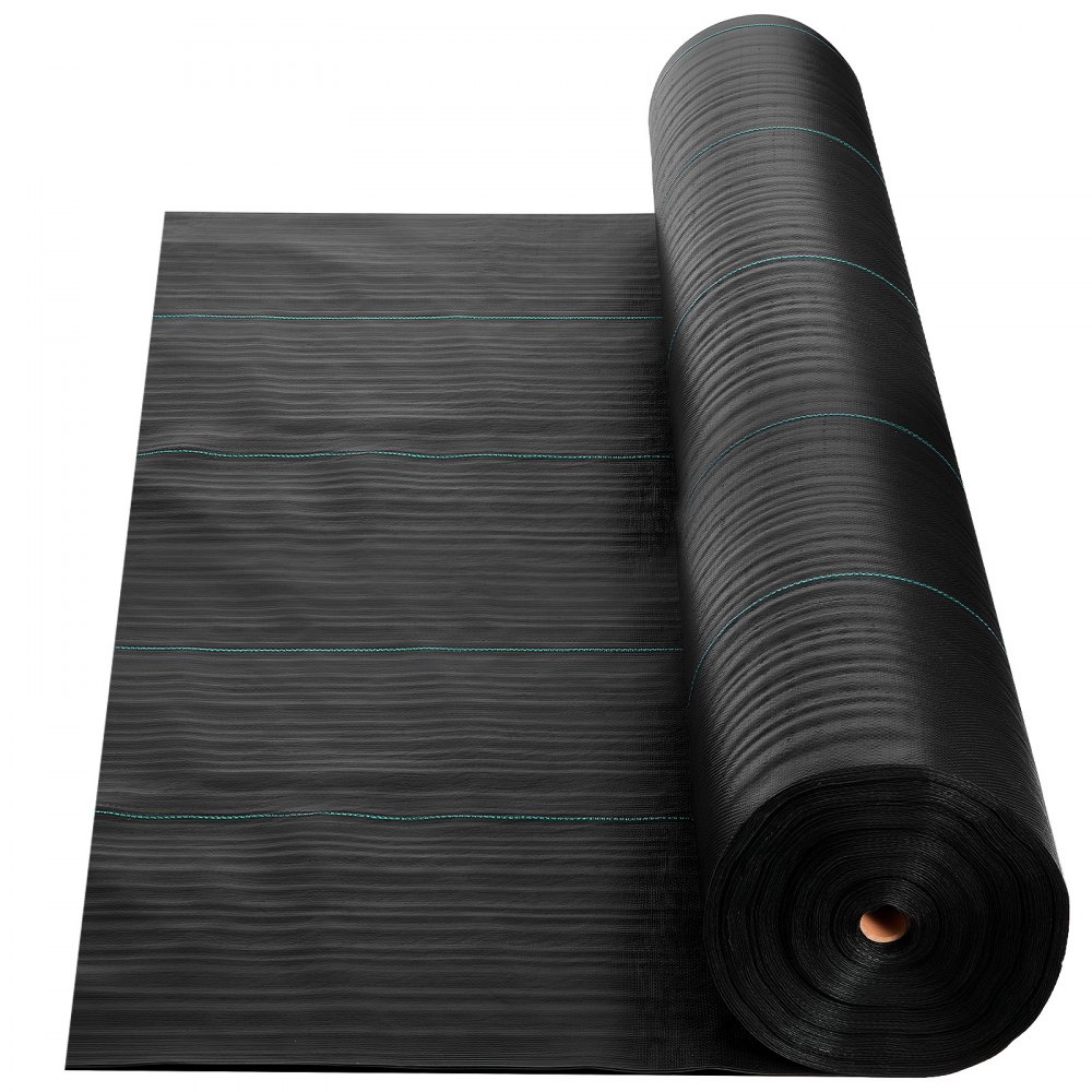 VEVOR Unkrautvlies 2x50 m Gartenvlies 100 g/㎡, Unkrautmatte auf Rolle aus Polypropylen, Unkrautfolie mit Hoher Belüftung Entwässerung, Wurzelsperre gegen Unkraut für Gewächshaus Bauernhof, Schwarz