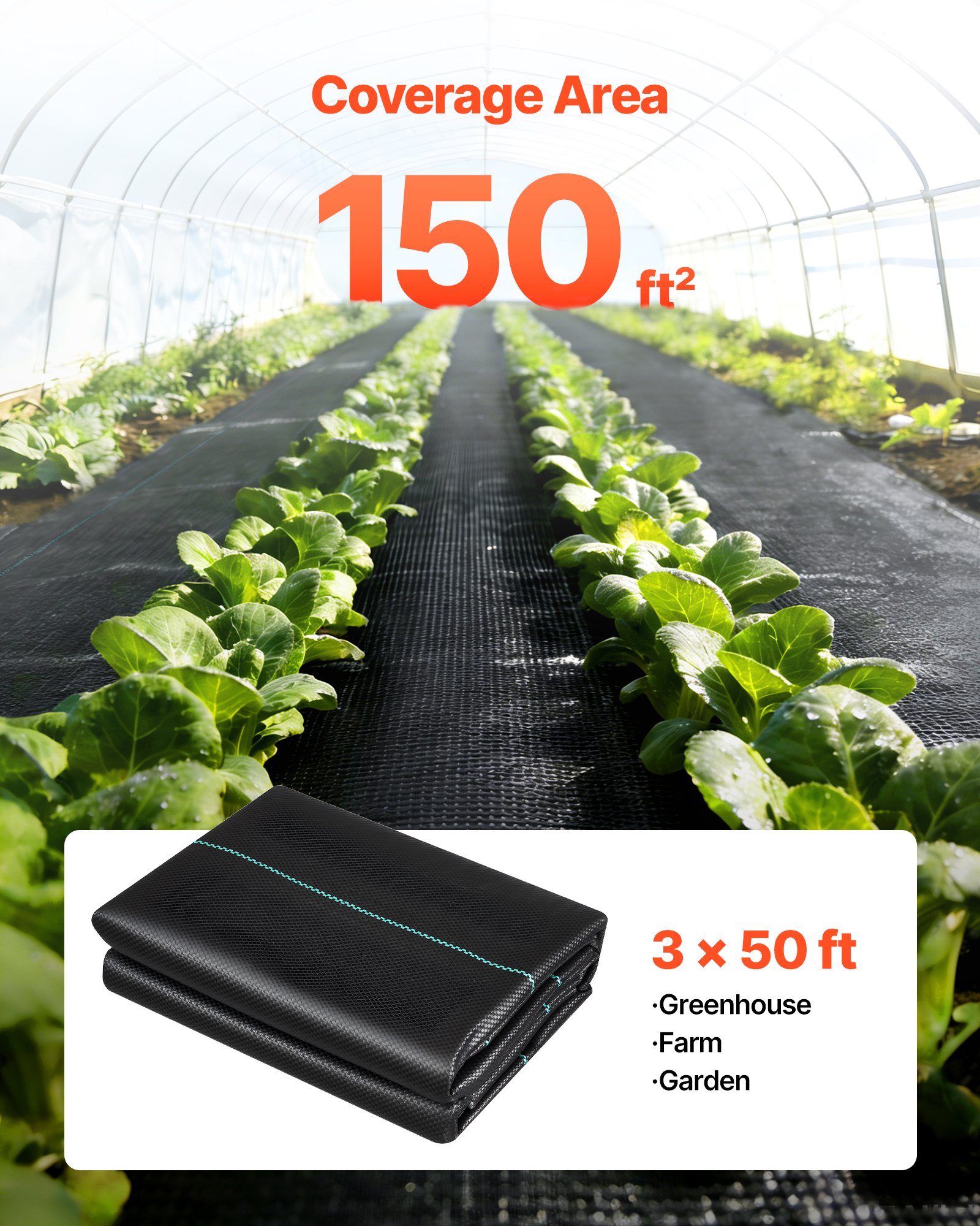 VEVOR 2x Unkrautvlies 0,9x15,2 m Gartenvlies 90 g/㎡, Unkrautmatte aus Polypropylen, Unkrautfolie mit Hoher Belüftung Entwässerung, Wurzelsperre gegen Unkraut für Gewächshaus Bauernhof Garten, Schwarz