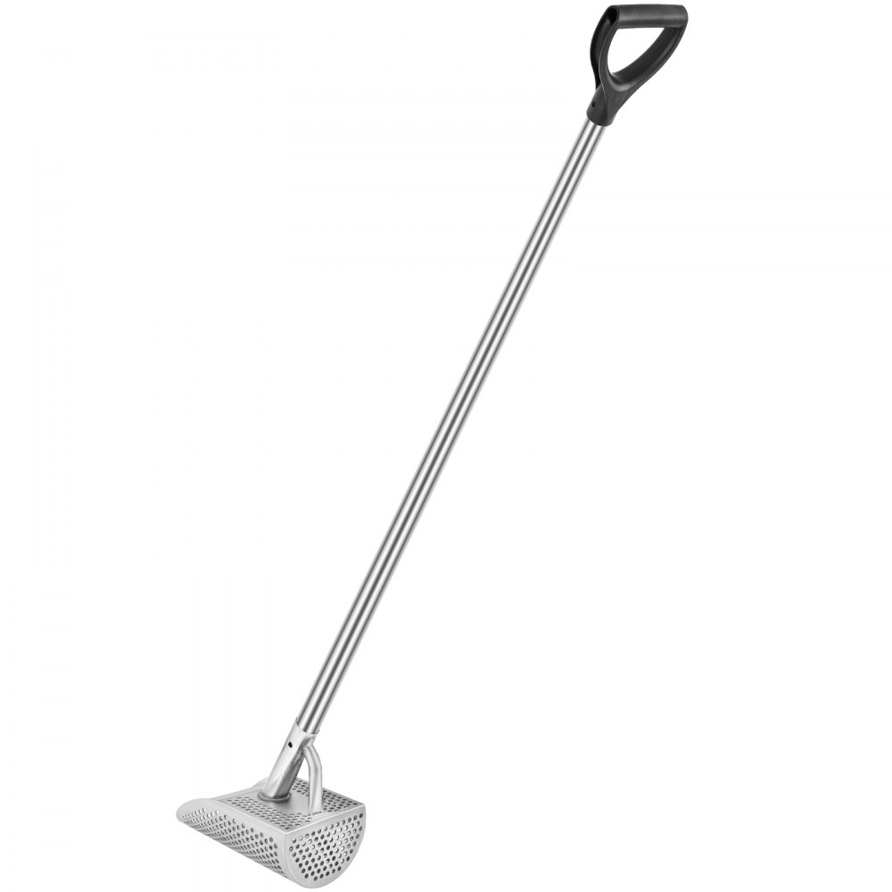 VEVOR Metalldetektor Sandschaufel Edelstahl Wattschaufel 13x25cm Sand Scoop 127cm Griff Strand Scoop 2mm dick Strand Sifting Schaufel 10cm Loch(rund) zum Schaufeln am Strand, zum Suchen unter Wasser
