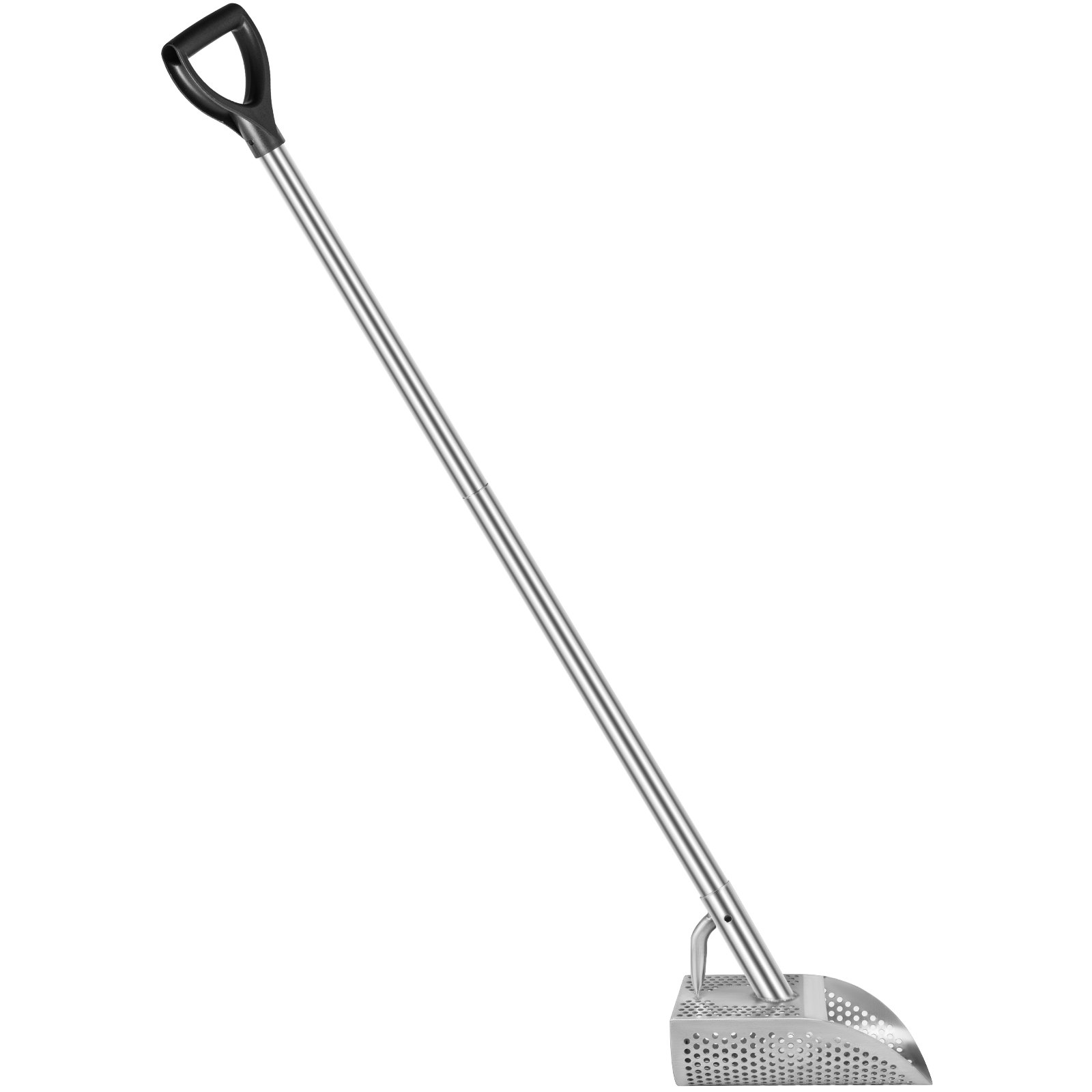 VEVOR Metalldetektor Sandschaufel Edelstahl Wattschaufel 13x25cm Sand Scoop 127cm Griff Strand Scoop 2mm dick Strand Sifting Schaufel 10cm Loch(rund) zum Schaufeln am Strand, zum Suchen unter Wasser