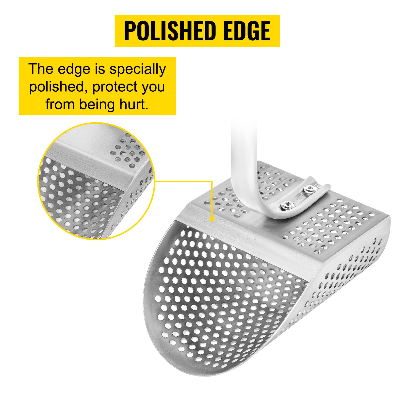 VEVOR Metalldetektor Sandschaufel 62 cm Grifflänge, 10 mm Loch Edelstahl Metalldetektor Wattschaufel, Edelstahl Metalldetektor, Metalldetektor Sand scoop, Strandsandschaufel für Schatzsuche am Strand