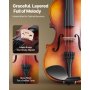 VEVOR Violine 4/4, 584,2 mm Armlänge, Geigenset mit Hartschalenkoffer, Kolophonium, Bogen, Schulterstütze, Steg, Stimmgerät & zusätzlichen Saiten, für Anhänger/in ab 12 Jahren (braun)