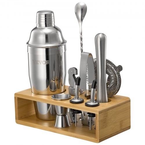 Barkeeper-Set 13-teilig Mit Whiskey Smoker - Cocktail Shaker, Holzspäne & Kiefernständer Inklusive
