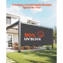 VEVOR 90 % Sonnenschutztuch Sichtschutz Schattenabdeckung (305 x 366 cm) für Pergola mit Edelstahlösen, Sonnensegeltuch mit 140 g/m² HDPE-Material, für Outdoor Terrasse Garten Hinterhof (Schwarz)