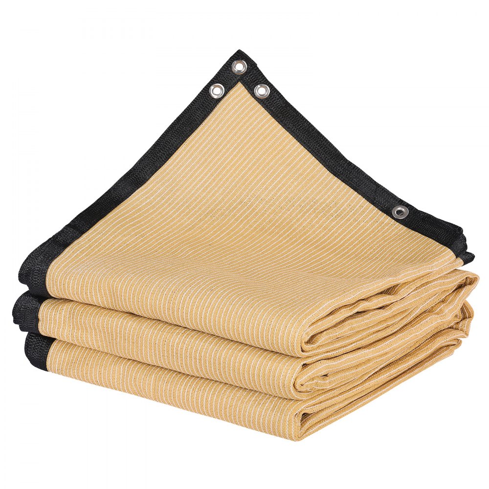 VEVOR 90 % Sonnenschutztuch Sichtschutz Schattenabdeckung (366 x 610 cm) für Pergola mit Edelstahlösen, Sonnensegeltuch mit 160 g/m² HDPE-Material, für Outdoor Terrasse Garten Hinterhof (Beige)
