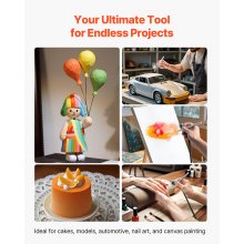 VEVOR Airbrush Set 1/6 PS mit Luftkompressor, 3 Dual Action Airbrush Pistolen mit 3 Düsen (0,3/0,3/0,8 mm) & Schlauch & Acrylfarbe & 2 Ventilatoren, für Kuchendekoration Modellmalerei Nagelkunst