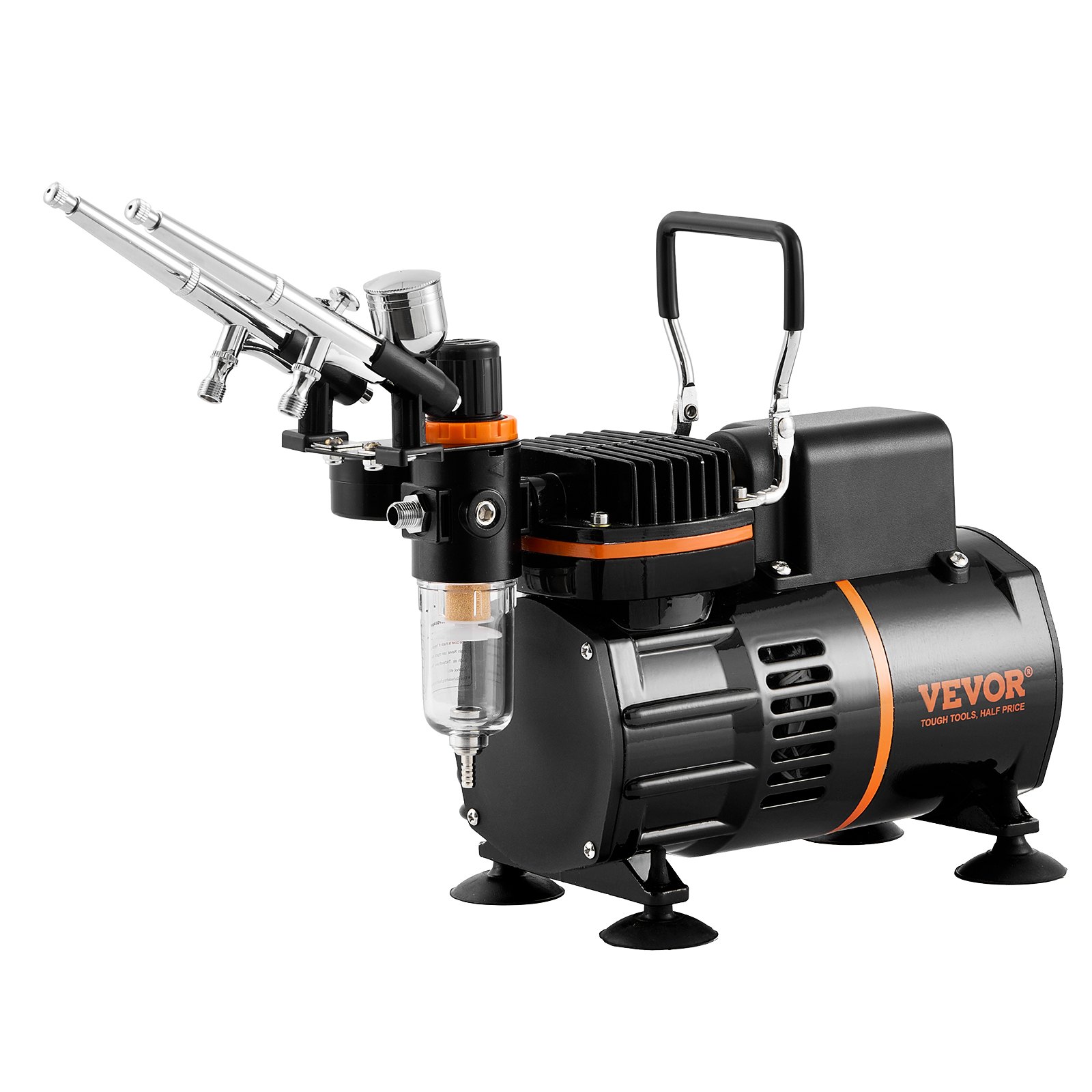 VEVOR Airbrush-Set, Luftkompressor mit Doppellüfter, professionelles Airbrush-System-Set mit 3 Airbrushes, Halter, Farbmischrad, Reinigungsbürsten-Set, Airbrush-Set für Kunst, Nägel, Kekse, Make-up, K