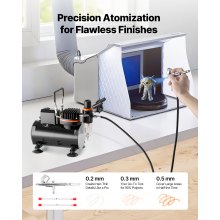 VEVOR Airbrush Set 1/6 PS mit Luftkompressor & Tank, 1 Dual Action Airbrush Pistole mit 3 Düse (0,2/0,3/0,5 mm) & Schlauch & Halterung & Reinigungsset, für Kuchendekoration Modellmalerei Nagelkunst