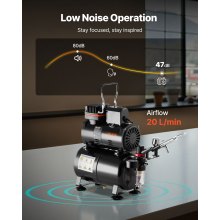 VEVOR Airbrush Set 1/6 PS mit Luftkompressor & Tank, 1 Dual Action Airbrush Pistole mit 3 Düsen (0,2/0,3/0,5 mm) & Schlauch & Acrylfarbe & 1 Ventilator, für Kuchendekoration Modellmalerei Nagelkunst