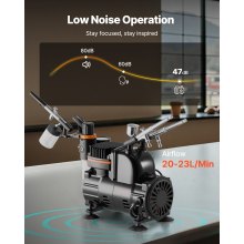 VEVOR Airbrush Set 1/6 PS mit Luftkompressor, 3 Dual Action Airbrush Pistolen mit 3 Düsen (0,3/0,3/0,35mm) & Schlauch & Acrylfarbe, für Kuchendekoration Modellmalerei Nagelkunst geräuscharm