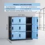 VEVOR Umkleideschrank Fächerschrank Schließfachschrank, 9-türiger Aufbewahrungsschrank, Garderobenschrank mit 9 Fächern Wertfachschrank, 30 kg Ladekapazität, Bürospinde für Büro, Schwarz & Blau