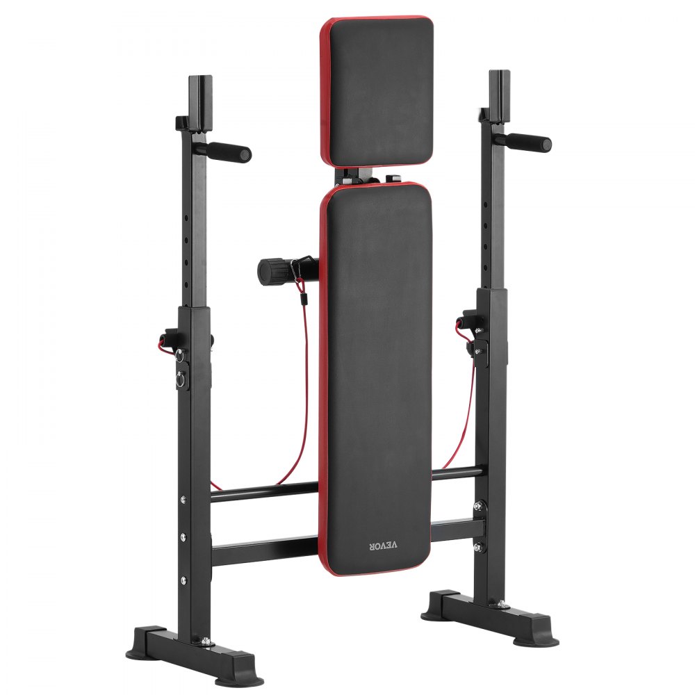 VEVOR 6 in 1 Hantelbank-Set verstellbare Trainingsbankpresse Trainingsbank mit Ständer 272 kg belastbar, Sit-up-Bank für Krafttraining im Heim-Fitnessstudio, zusammenklappbares Hanteln-Set schwarz