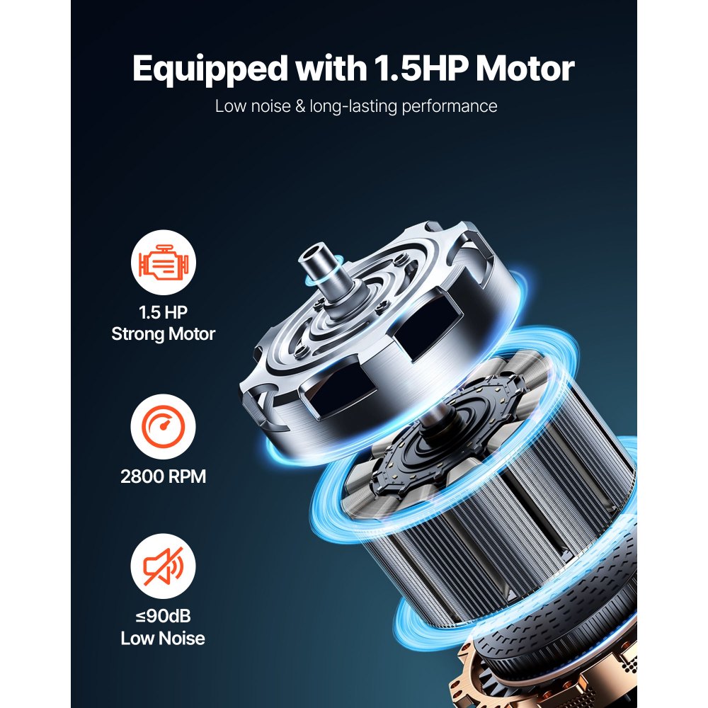 VEVOR Absauganlage, Staubsammler, Zyklonabscheider, 1,5 PS Staubabscheider mit 47,32 L Staubsammelbeutel & Standfuß, intelligente Zyklonabscheidung, Staubsammelsystem für die Holzbearbeitung