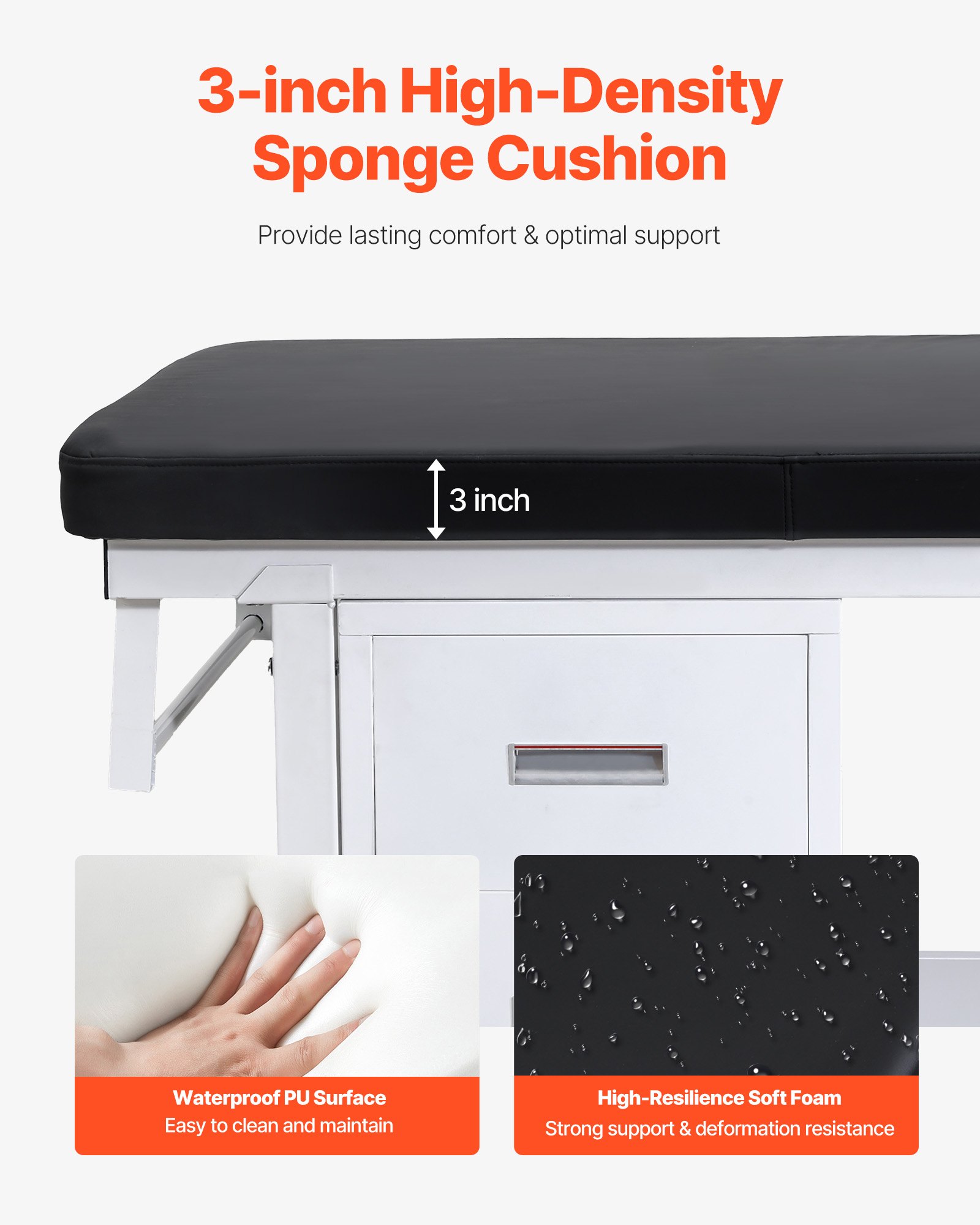 VEVOR Untersuchungsliege 227 kg, Ruheliege, Praixsliege mit verstellbarer Rückenlehne, 2 Schubladen, Ablagefach & Papierrollenspender, Krankenliege für Krankenhäuser & Reha-Zentren, 1855x705x815 mm