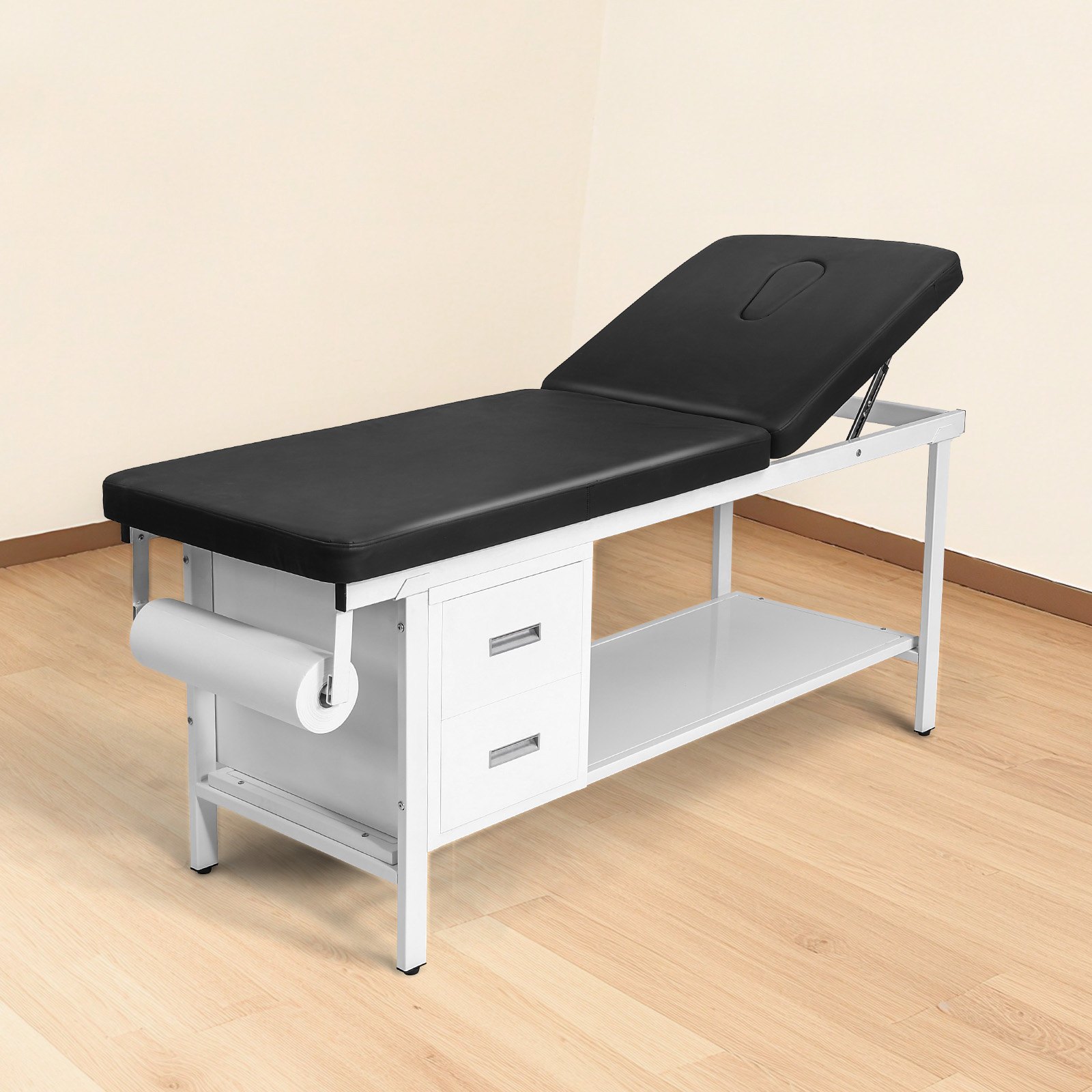 VEVOR Untersuchungsliege 227 kg, Ruheliege, Praixsliege mit verstellbarer Rückenlehne, 2 Schubladen, Ablagefach & Papierrollenspender, Krankenliege für Krankenhäuser & Reha-Zentren, 1855x705x815 mm